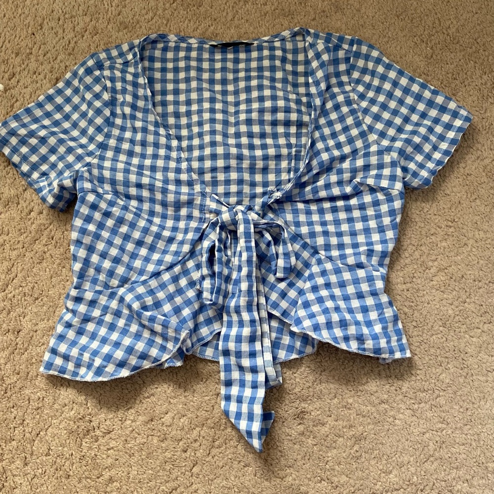 Gingham Tie Top